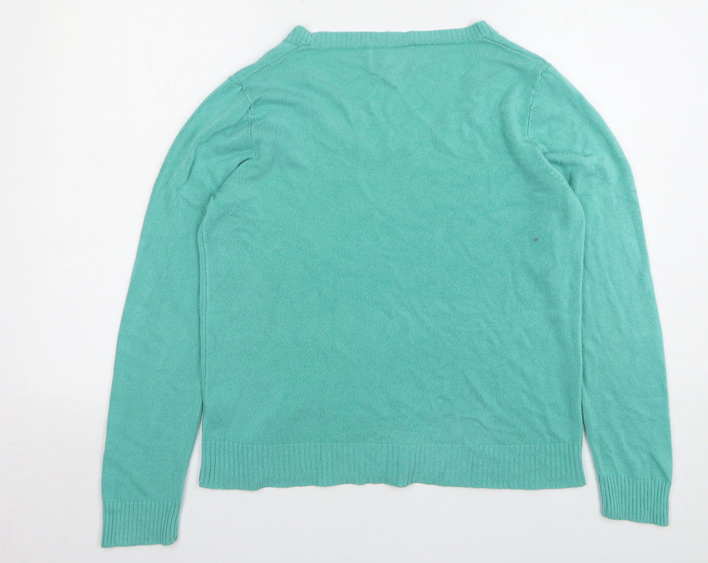 Papaya Womens Green Round Neck Acrylic Pullover Jumper Size 16