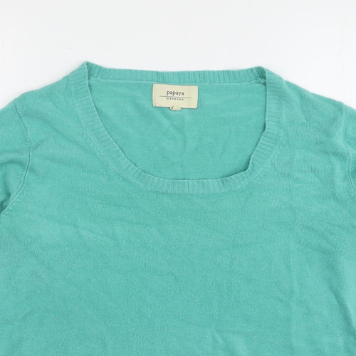 Papaya Womens Green Round Neck Acrylic Pullover Jumper Size 16