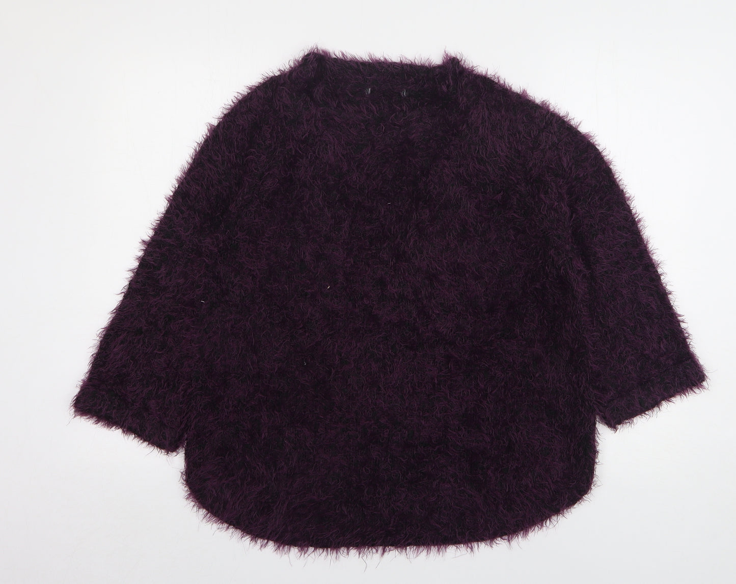 Preworn Womens Purple Round Neck Acrylic Pullover Jumper Size M