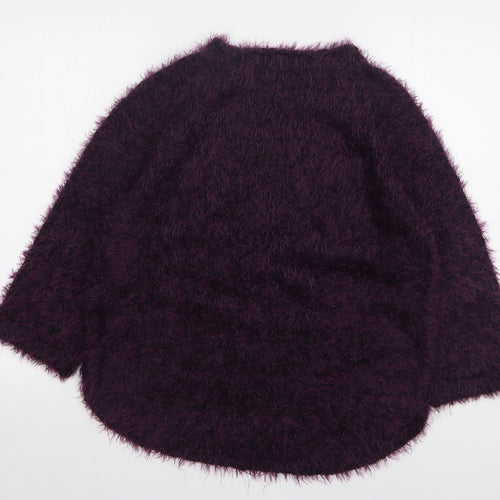 Preworn Womens Purple Round Neck Acrylic Pullover Jumper Size M