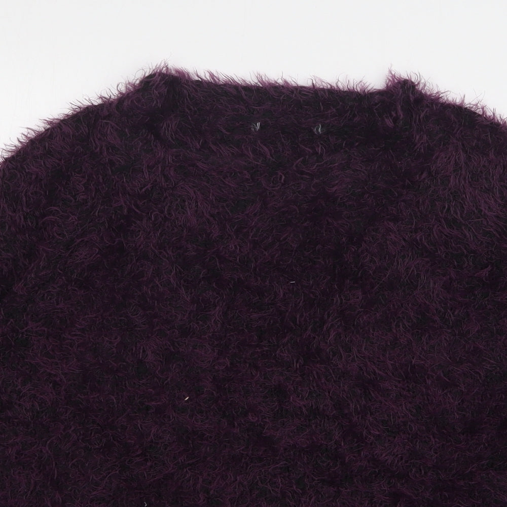Preworn Womens Purple Round Neck Acrylic Pullover Jumper Size M
