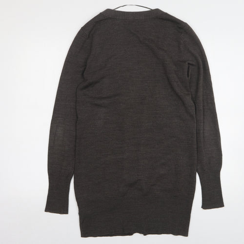 H&M Womens Grey V-Neck Acrylic Cardigan Jumper Size S