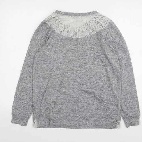 F&F Womens Grey Round Neck Polyester Pullover Jumper Size 16
