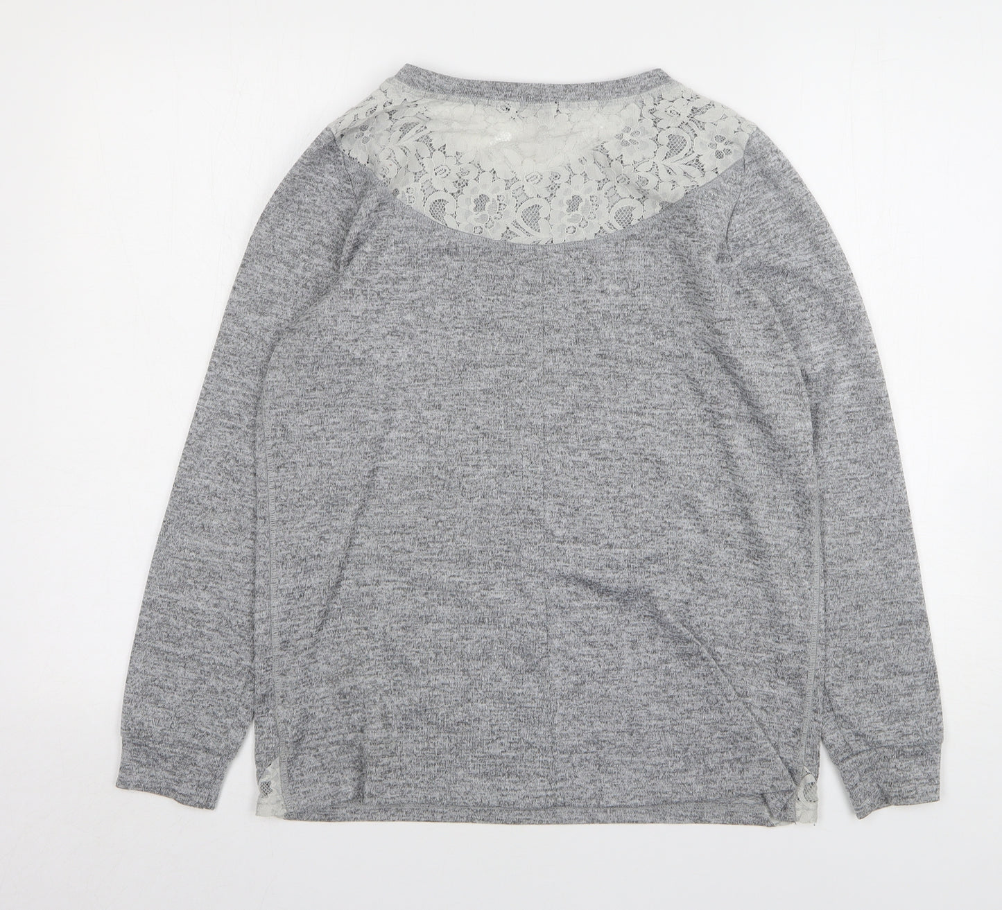 F&F Womens Grey Round Neck Polyester Pullover Jumper Size 16