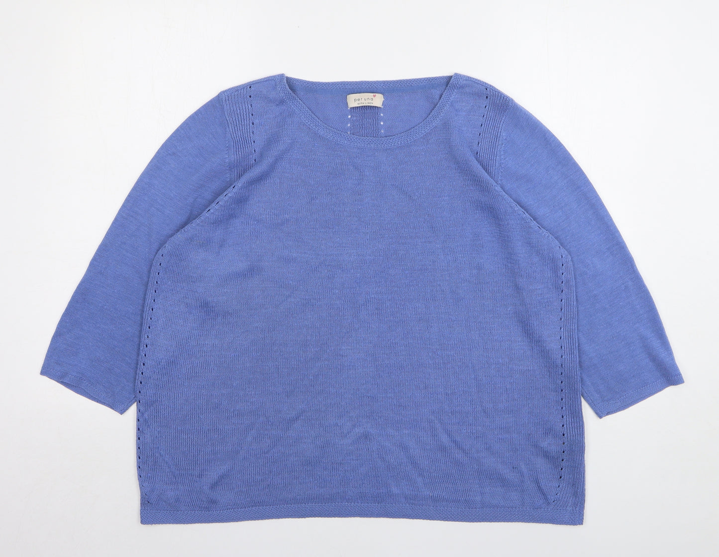 Per Una Womens Blue Round Neck Acrylic Pullover Jumper Size 20