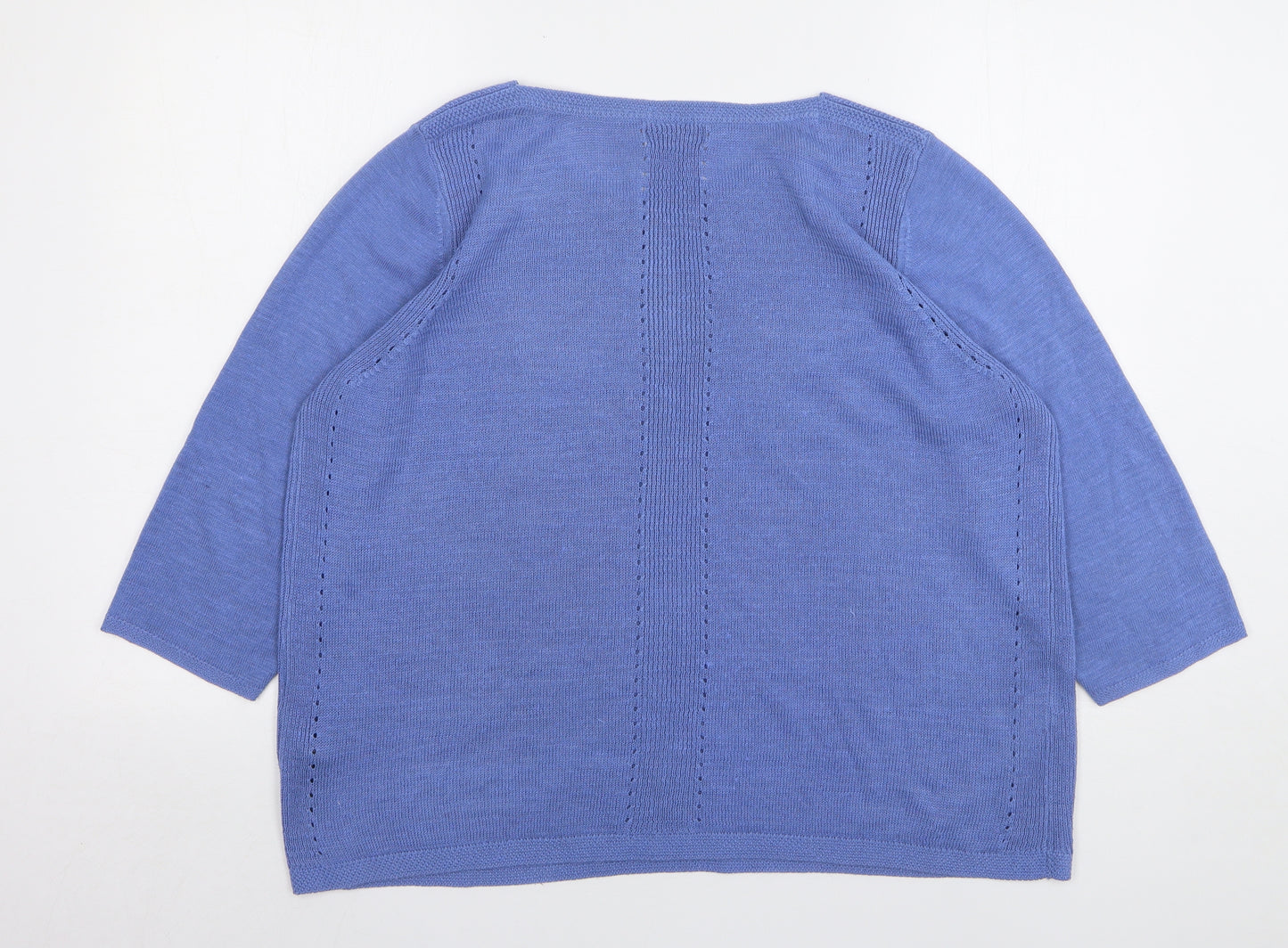 Per Una Womens Blue Round Neck Acrylic Pullover Jumper Size 20