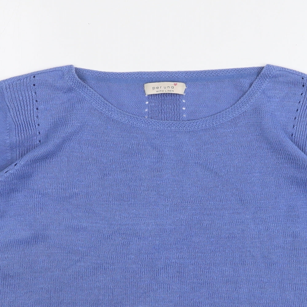 Per Una Womens Blue Round Neck Acrylic Pullover Jumper Size 20