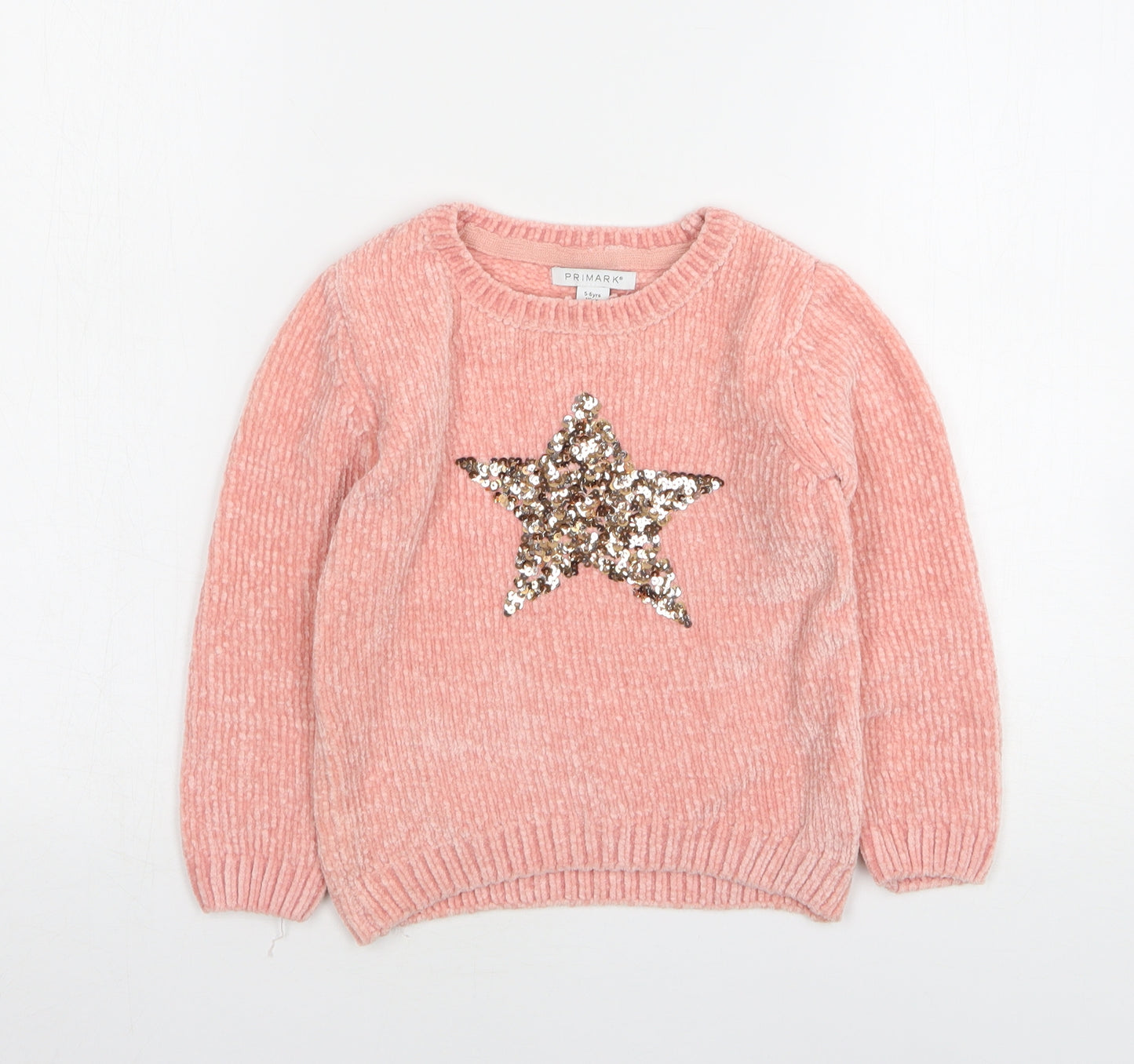 Princess Girls Pink Round Neck Polyester Pullover Jumper Size 5-6 Years
