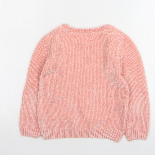 Princess Girls Pink Round Neck Polyester Pullover Jumper Size 5-6 Years