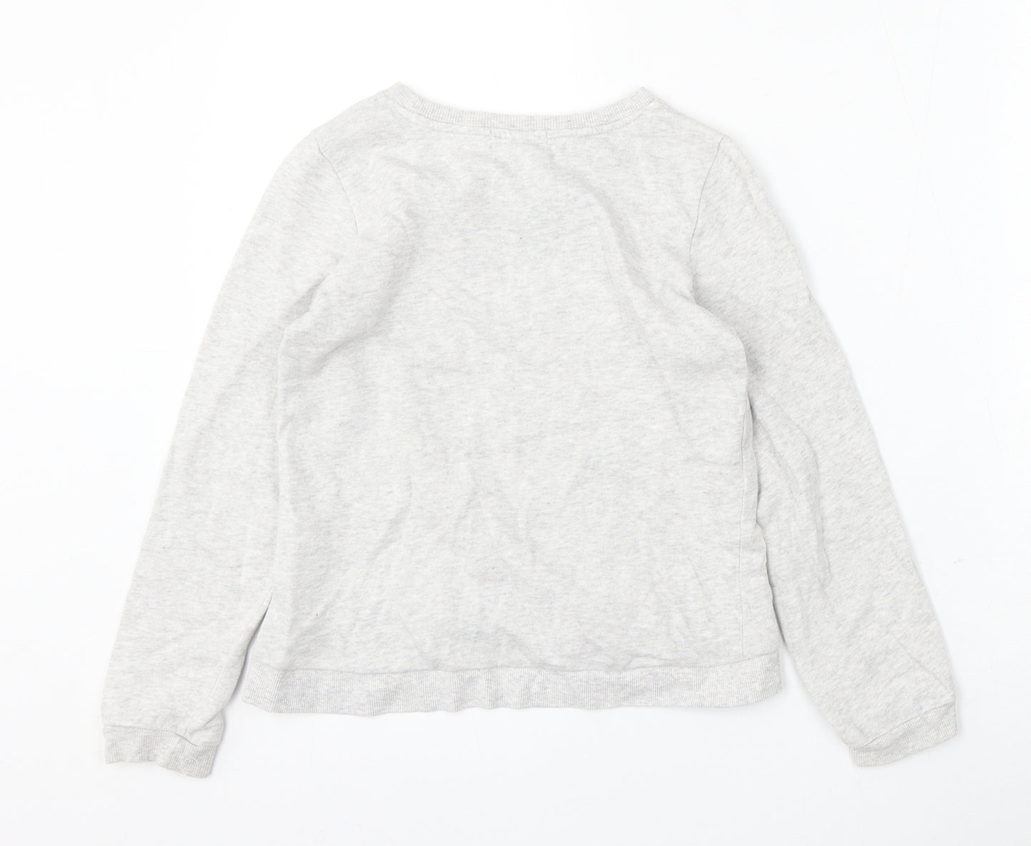 H&M Girls Grey Cotton Pullover Sweatshirt Size 8-9 Years - Penguins