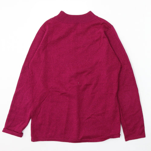Bonmarché Womens Pink Mock Neck Acrylic Pullover Jumper Size S
