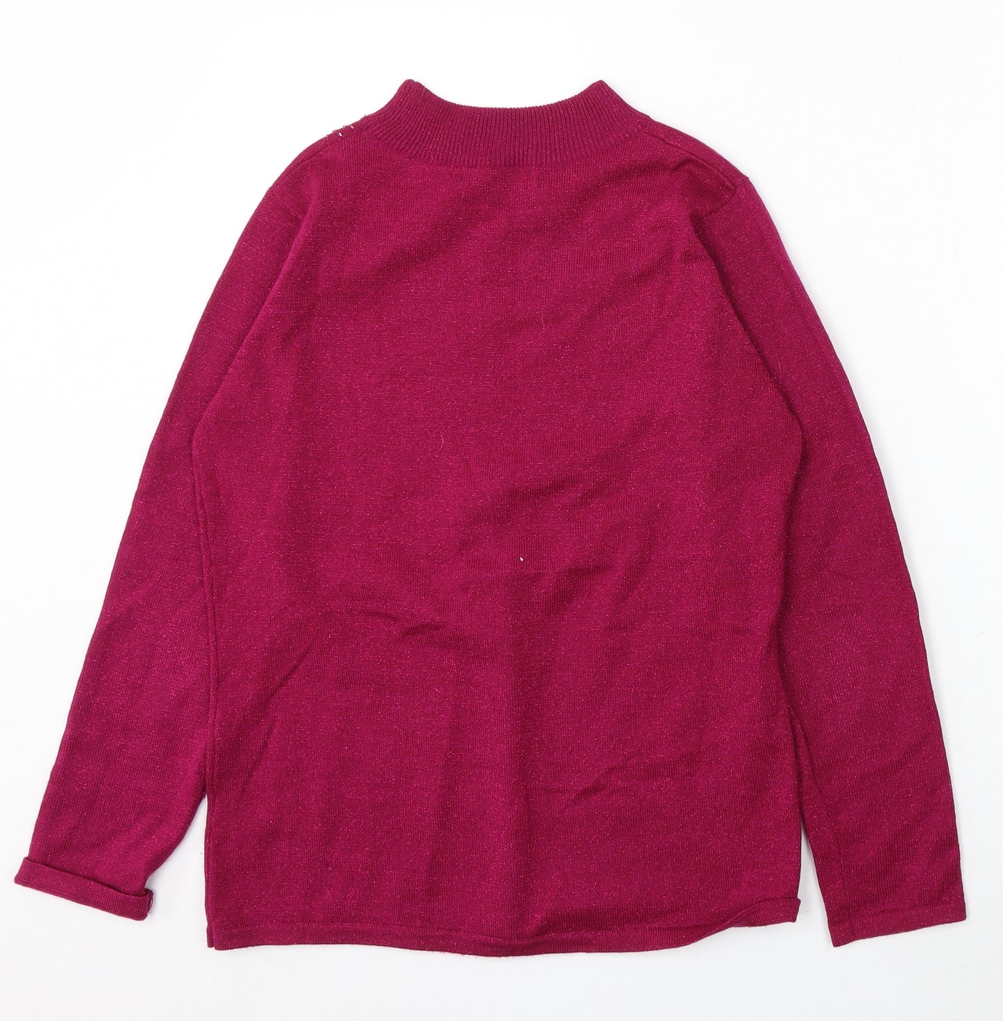 Bonmarché Womens Pink Mock Neck Acrylic Pullover Jumper Size S