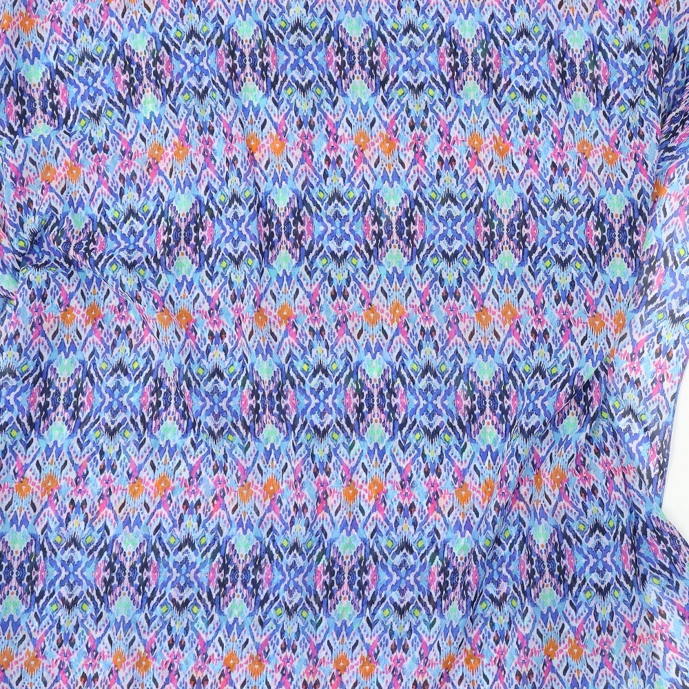 Papaya Womens Blue V-Neck Geometric Polyester Wrap Jumper Size XL