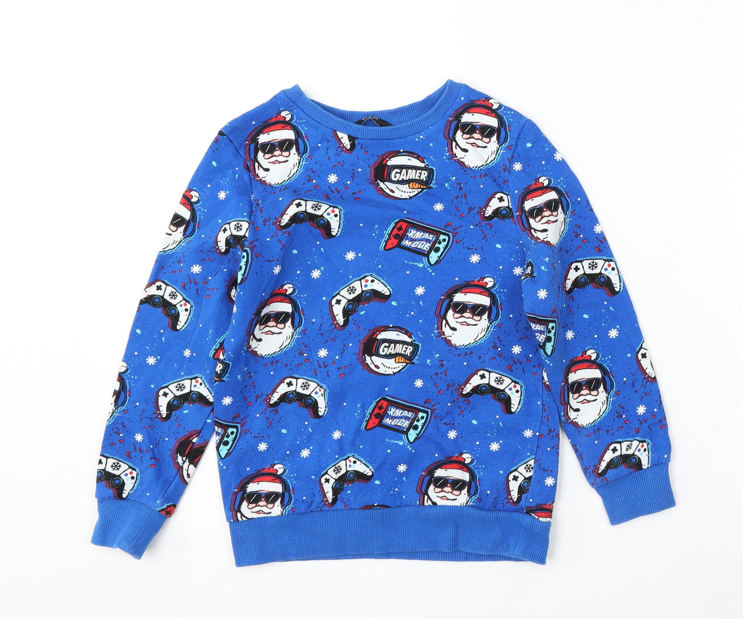 George Boys Blue Cotton Pullover Sweatshirt Size 7-8 Years - Gaming, christmas
