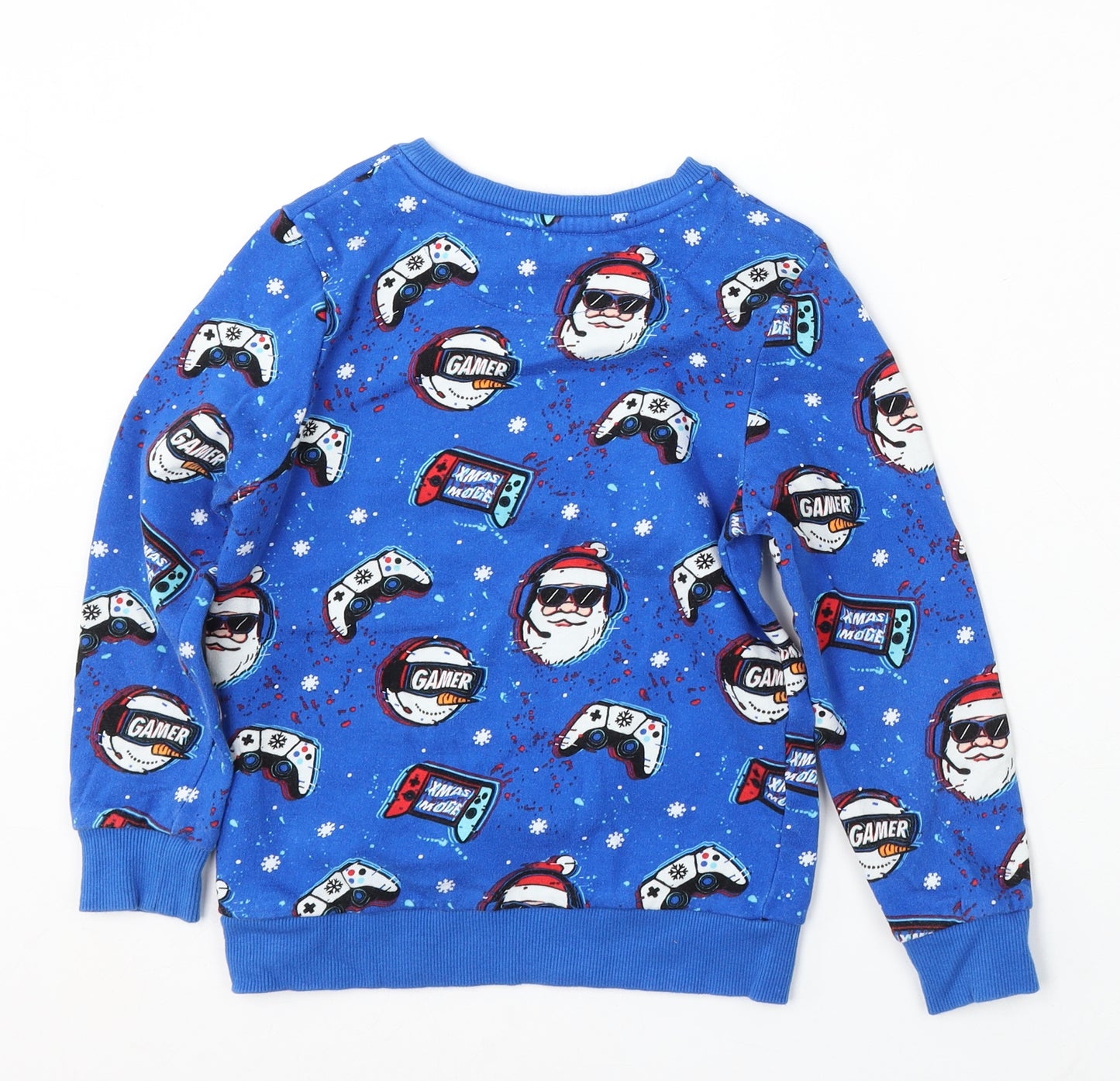 George Boys Blue Cotton Pullover Sweatshirt Size 7-8 Years - Gaming, christmas