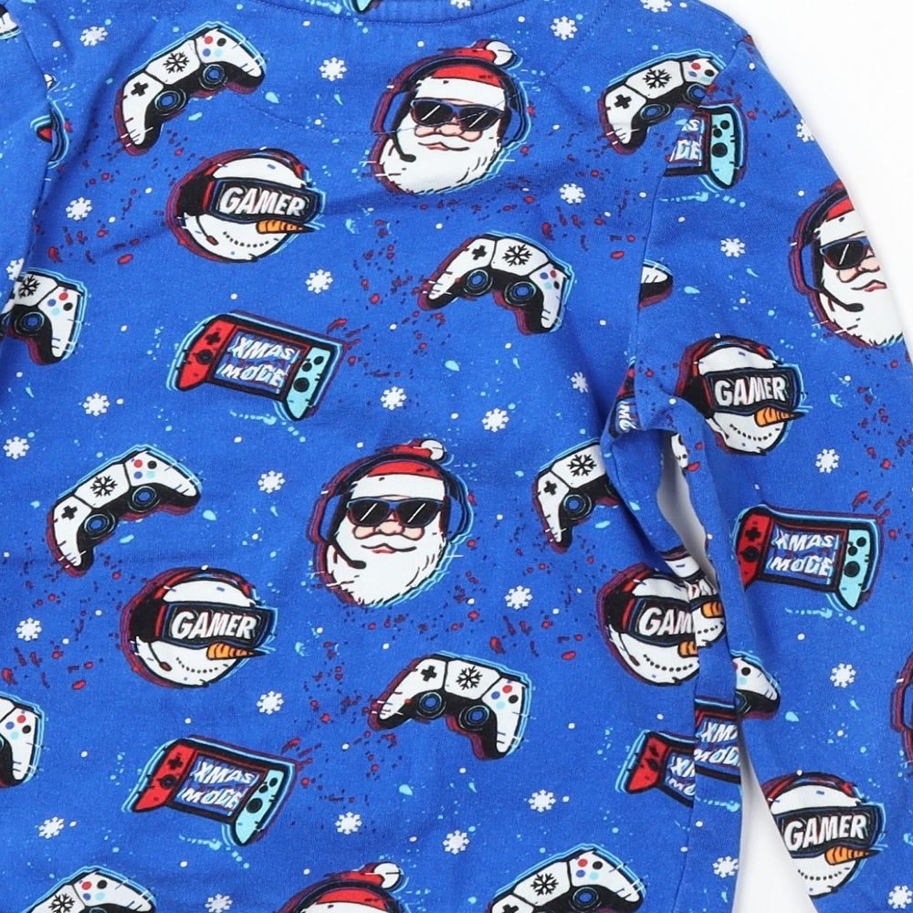 George Boys Blue Cotton Pullover Sweatshirt Size 7-8 Years - Gaming, christmas