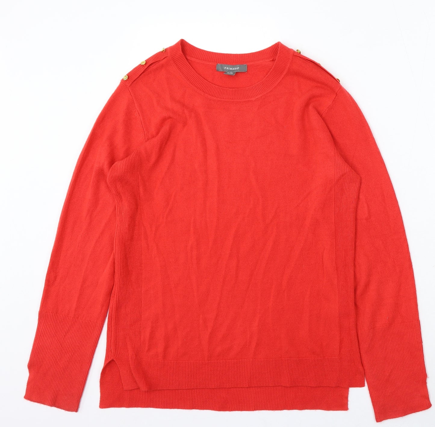 Primark Womens Red Round Neck Acrylic Pullover Jumper Size 12