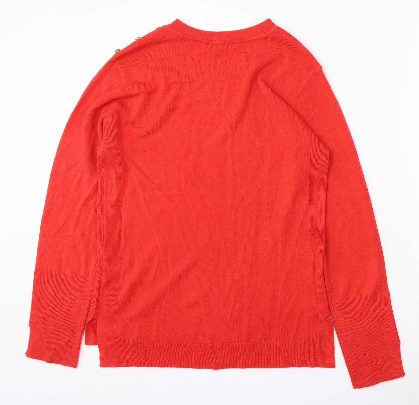 Primark Womens Red Round Neck Acrylic Pullover Jumper Size 12