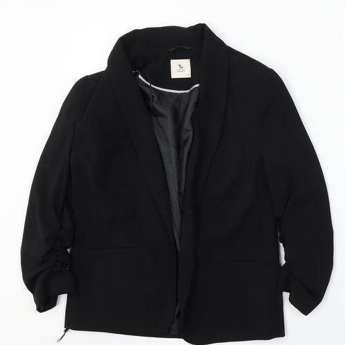 TU Womens Black Polyester Jacket Blazer Size 8
