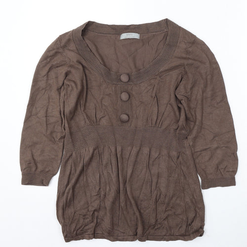 Marks and Spencer Womens Brown Round Neck Viscose Pullover Jumper Size 12