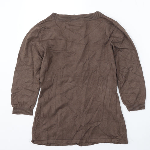 Marks and Spencer Womens Brown Round Neck Viscose Pullover Jumper Size 12
