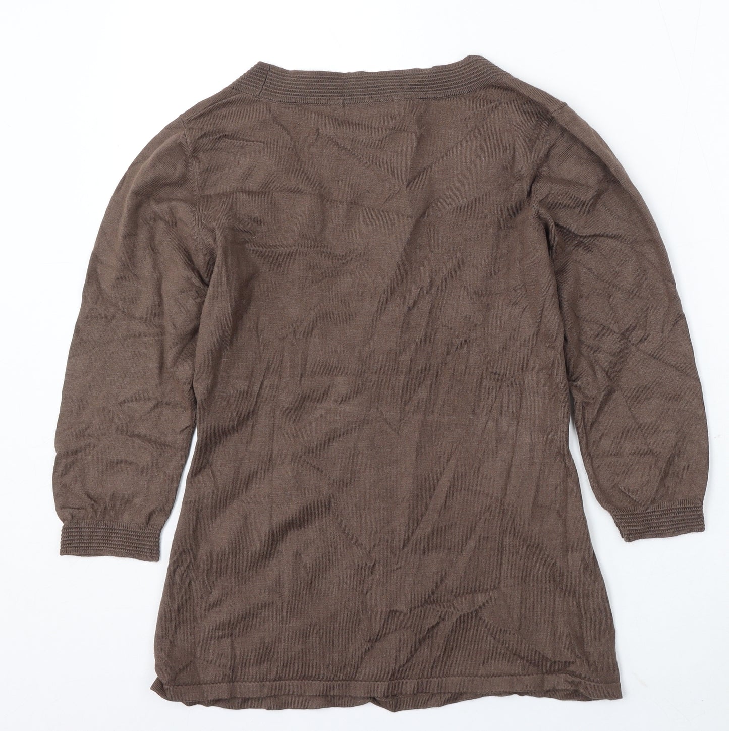 Marks and Spencer Womens Brown Round Neck Viscose Pullover Jumper Size 12
