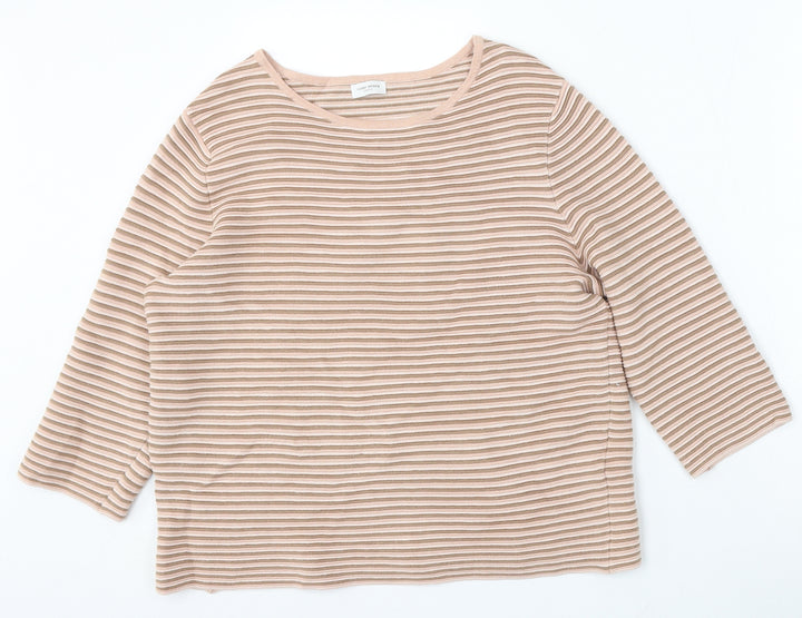 Gerry Weber Womens Pink Round Neck Striped Viscose Pullover Jumper Size M