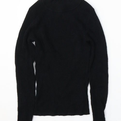 Primark Womens Black Mock Neck Viscose Pullover Jumper Size S