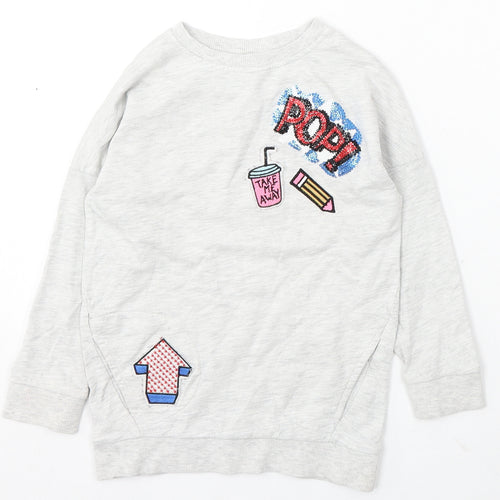 TU Girls Grey Cotton Pullover Sweatshirt Size 5 Years