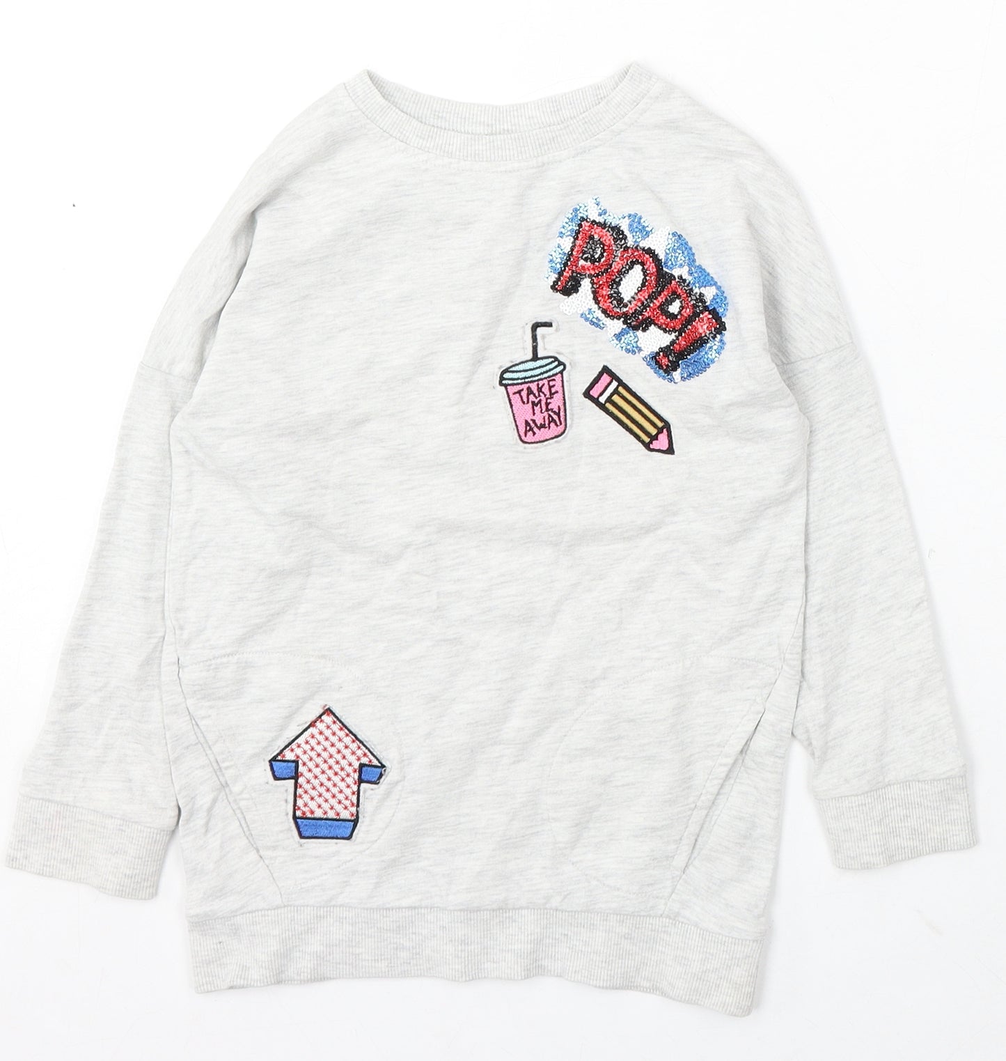 TU Girls Grey Cotton Pullover Sweatshirt Size 5 Years
