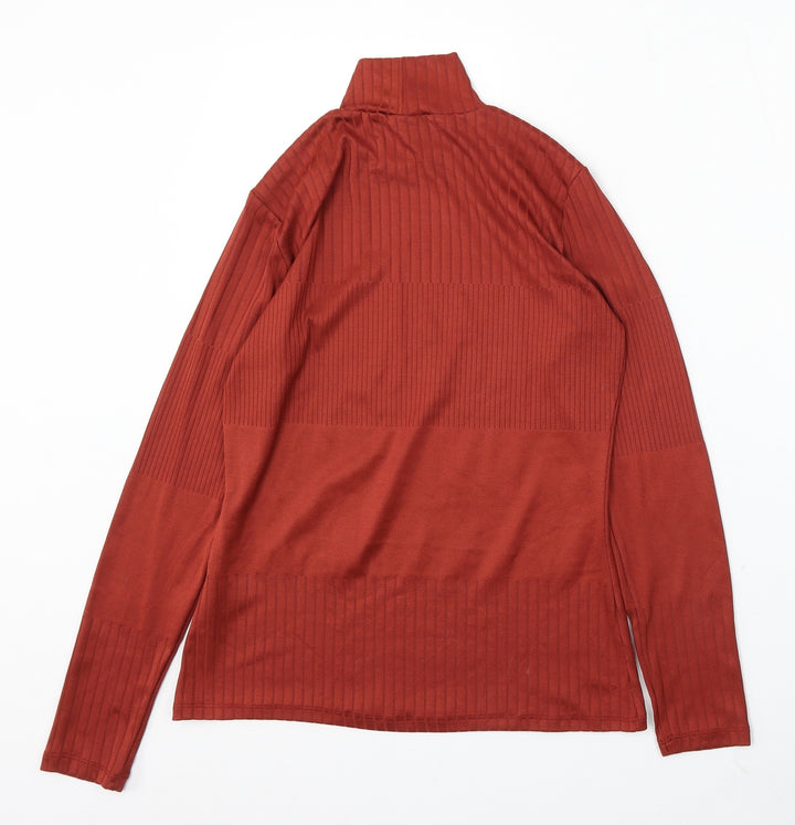 F&F Womens Red Mock Neck Polyacrylate Fibre Pullover Jumper Size 14