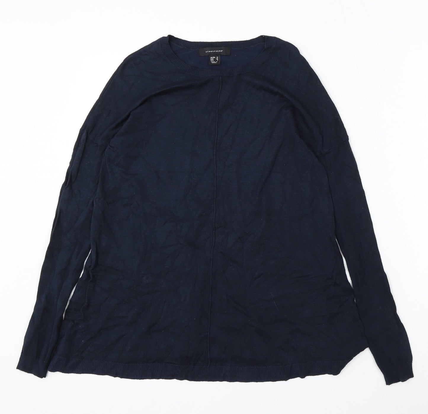 Atmosphere Womens Blue Round Neck Viscose Pullover Jumper Size 10