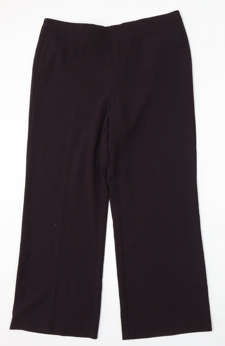 BHS Womens Purple Polyester Trousers Size 14 L28 in Regular
