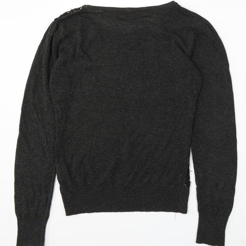 Miso Womens Grey Round Neck Polyester Pullover Jumper Size 14