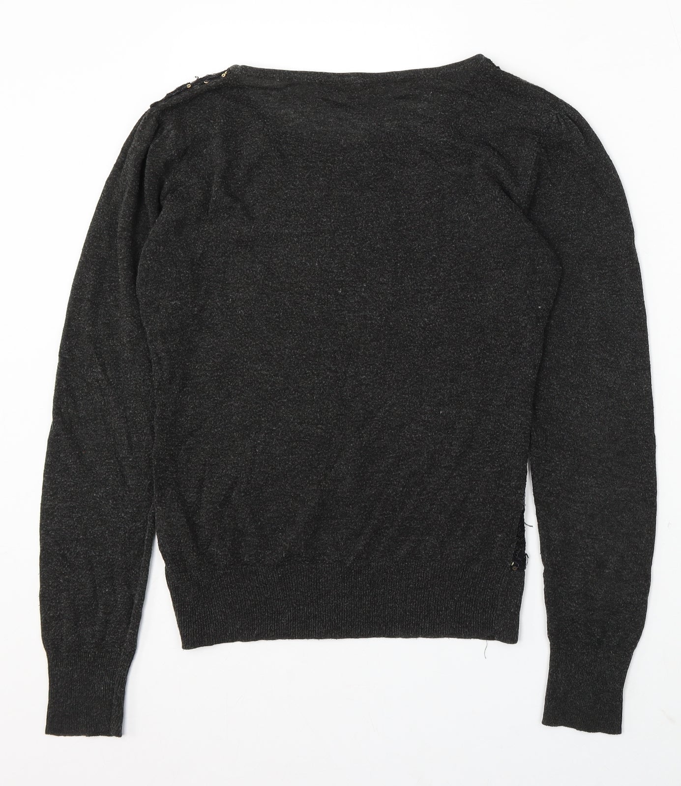 Miso Womens Grey Round Neck Polyester Pullover Jumper Size 14