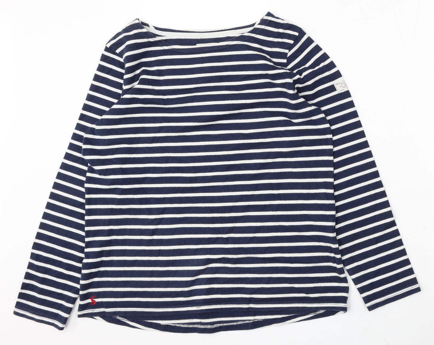 Joules Womens Blue Round Neck Striped Cotton Pullover Jumper Size 14