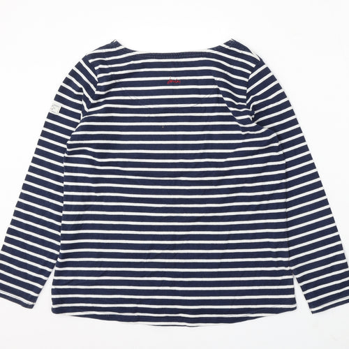 Joules Womens Blue Round Neck Striped Cotton Pullover Jumper Size 14