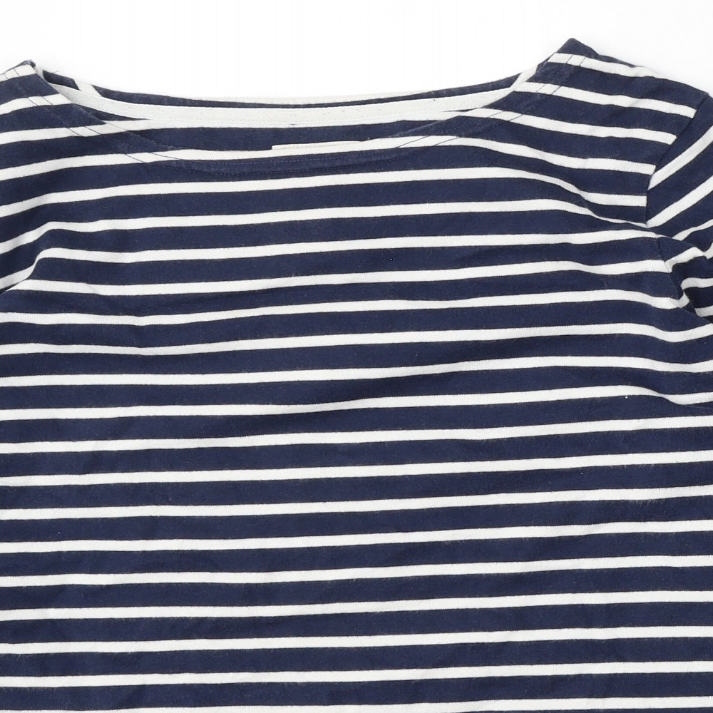 Joules Womens Blue Round Neck Striped Cotton Pullover Jumper Size 14
