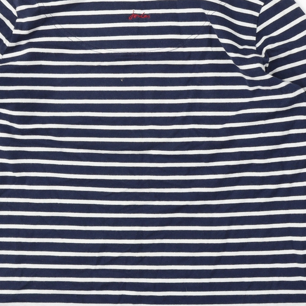 Joules Womens Blue Round Neck Striped Cotton Pullover Jumper Size 14