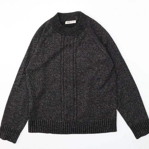 Bonmarché Womens Black Round Neck Acrylic Pullover Jumper Size S