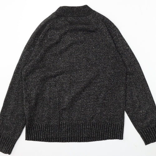 Bonmarché Womens Black Round Neck Acrylic Pullover Jumper Size S
