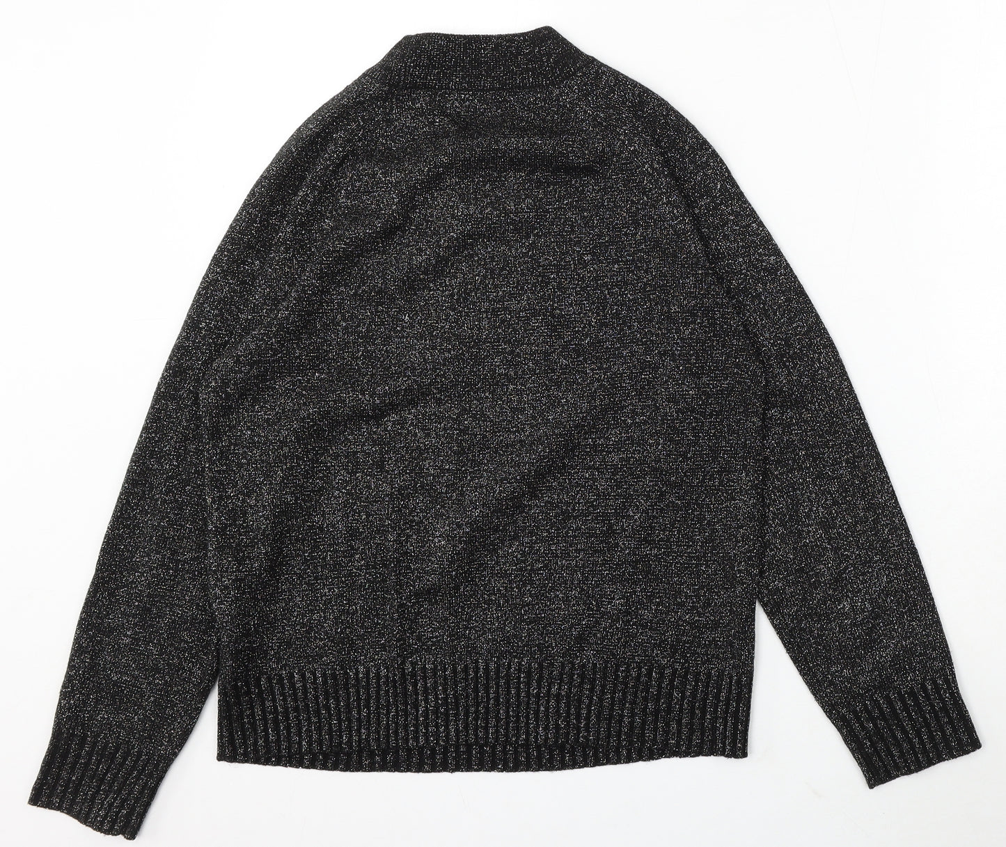 Bonmarché Womens Black Round Neck Acrylic Pullover Jumper Size S