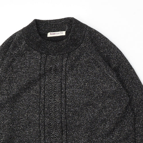 Bonmarché Womens Black Round Neck Acrylic Pullover Jumper Size S