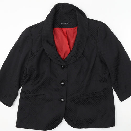 Wardrobe Womens Grey Geometric Cotton Jacket Blazer Size 18