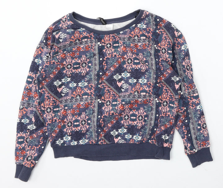 Divided by H&M Womens Multicoloured Geometric Cotton Pullover Sweatshirt Size S