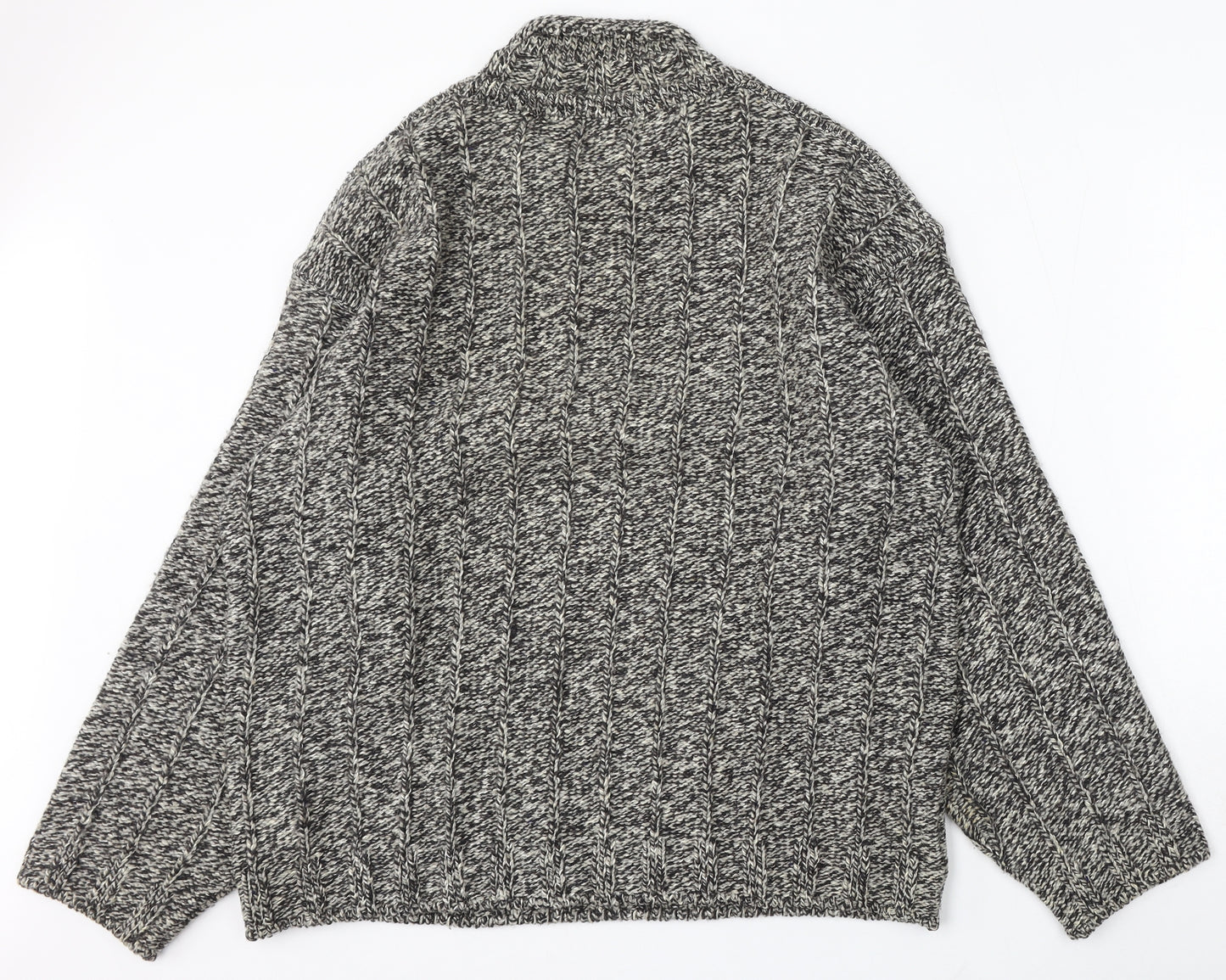 St Michael Mens Multicoloured Mock Neck Wool Pullover Jumper Size L