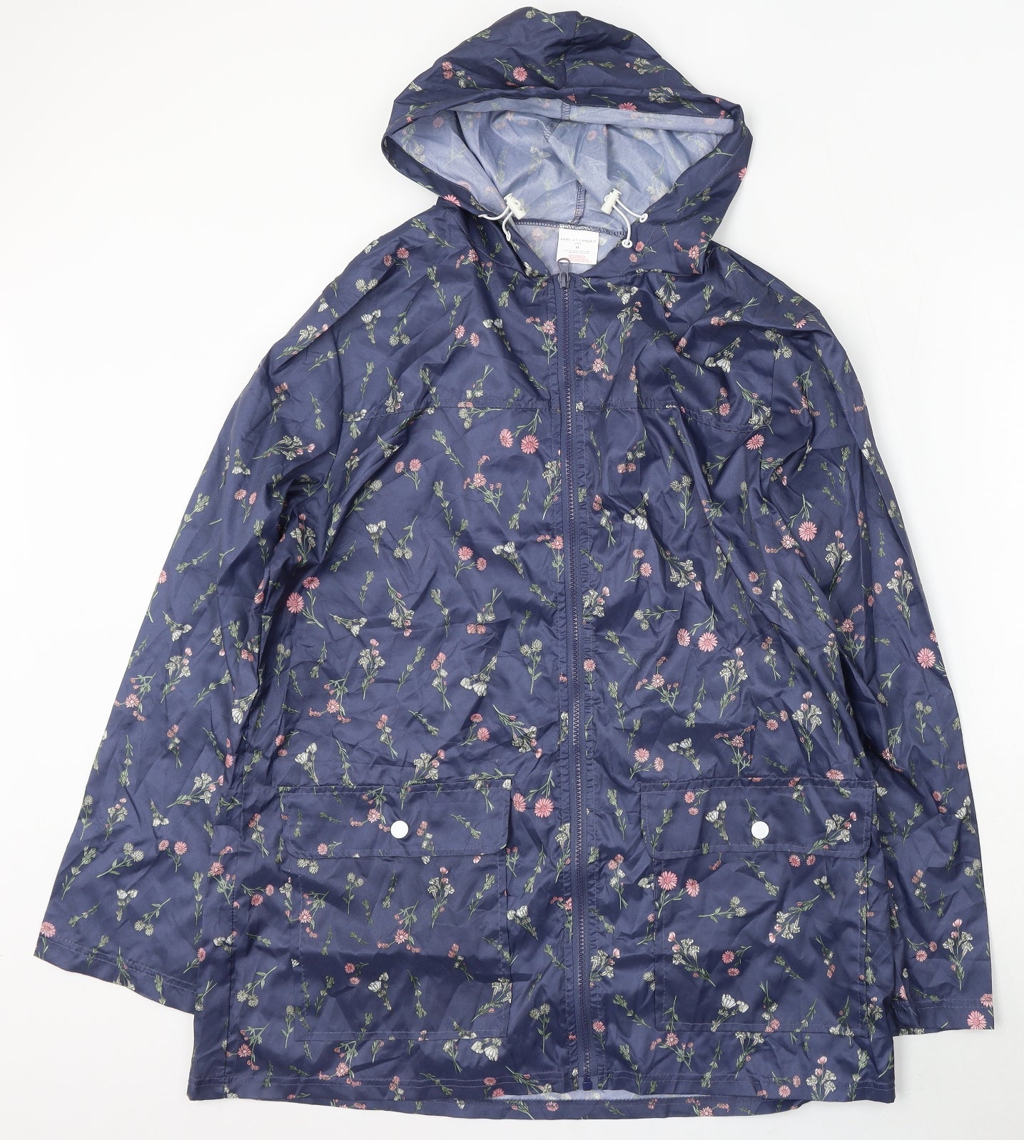 Anne De Lancay Womens Blue Floral Jacket Size M Zip