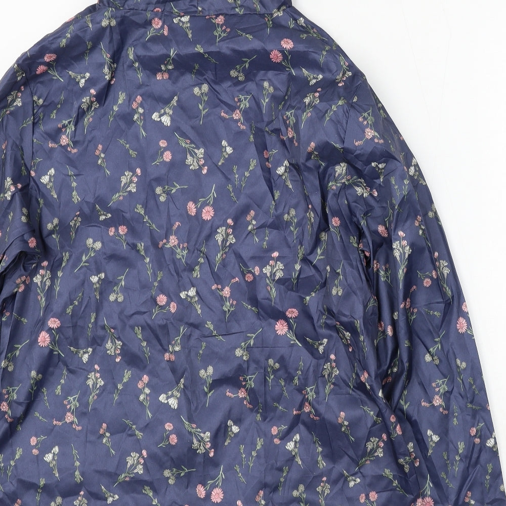 Anne De Lancay Womens Blue Floral Jacket Size M Zip
