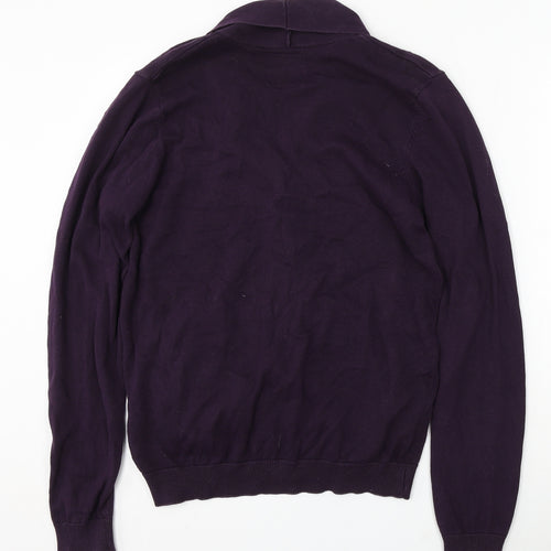 Ambrose Womens Purple V-Neck Cotton Cardigan Jumper Size M