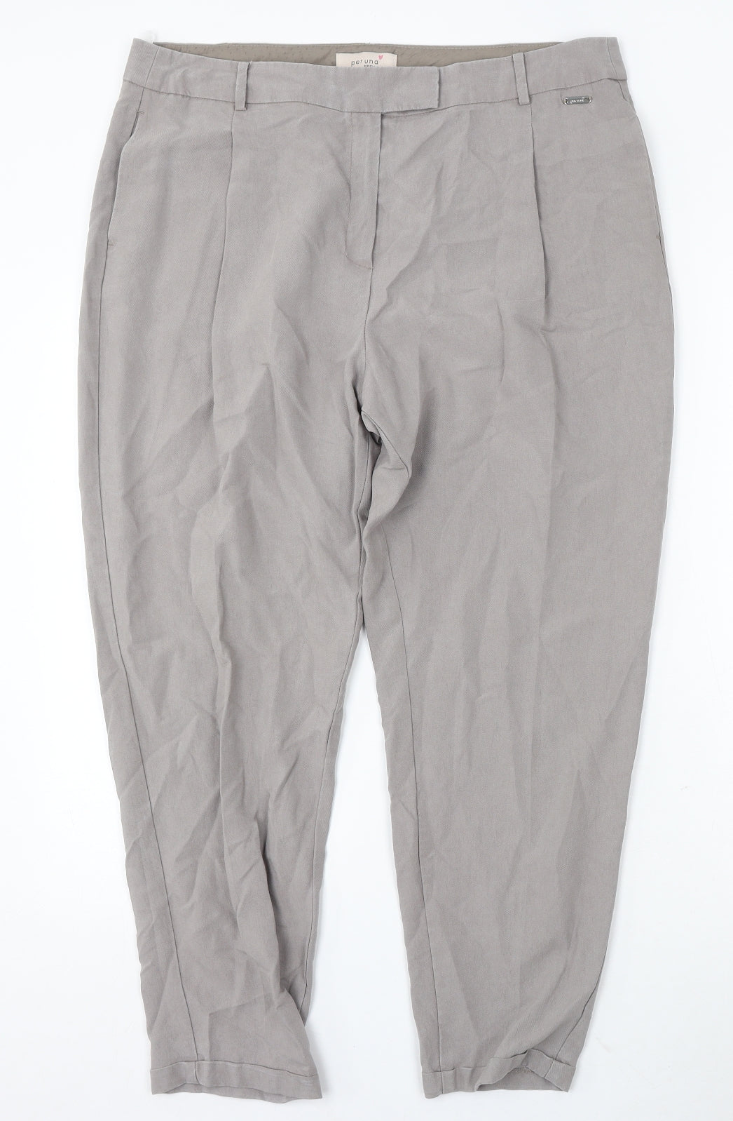 Per Una Womens Grey Lyocell Trousers Size 16 L27 in Regular